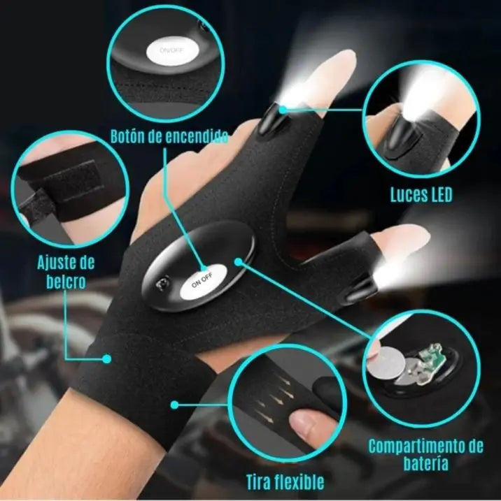 LUMIHANDS® GUANTES LUZ LED / ILUMINA CON TUS MANOS LIBRES