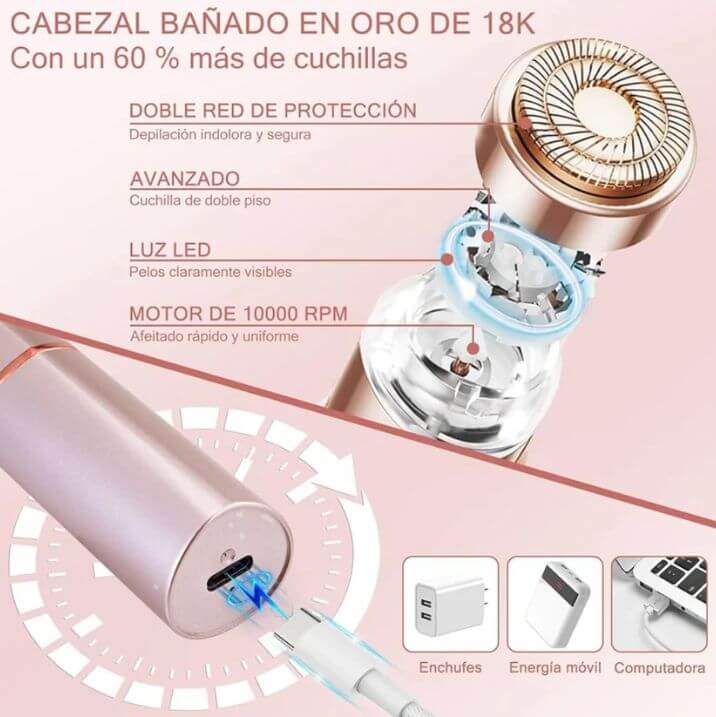 Depiladora Facial Portátil / Elimina el vello incómodo sin dolor