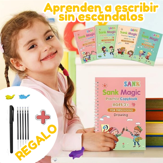 Set 4 Cuadernos Caligrafia SANK MAGIC® ⭐ / Mejora la escritura de tus niños✏️