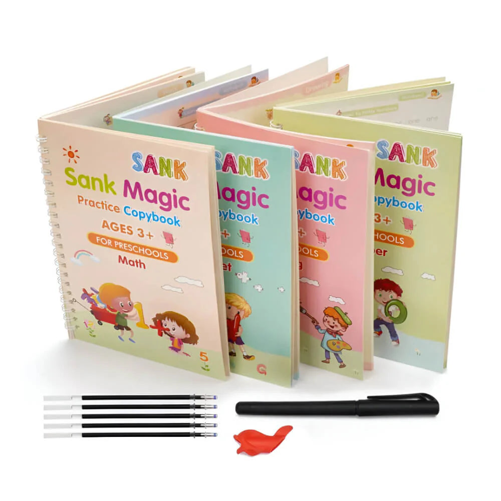 Set 4 Cuadernos Caligrafia SANK MAGIC® ⭐ / Mejora la escritura de tus niños✏️
